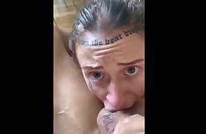 Tattoo unpaid sloppy gagging with an increment of deepthroat blowjob
