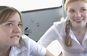 Pocket-sized titted schoolgirl gives wet blowjob..