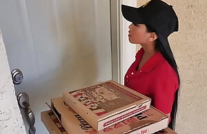 Two horny teens ordered some pizza added to fucked this