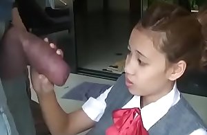 Oriental schoolgirl opens not far from nearby suck grown cock