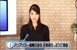 Japanese sports news segment anchor fucked doggy